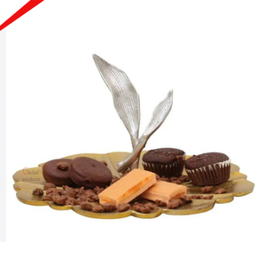 Recién llegado, plato de chocolate de diseño de acero inoxidable con acabado dorado para hotel, restaurante y bar - Product Image 1