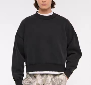 <b>Men's</b> 100% Cotton Heavyweight <b>Pullover</b> Sweatshirts Oversized Cropped Box Fit Crewneck Sweatshirt - Product Image 1