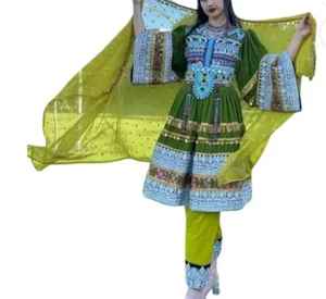 Vestidos tradicionales afganos de seda hechos a mano de 3 piezas para mujer de la mejor calidad para fiesta Precios baratos y al por mayor 2025 - Product Image 3