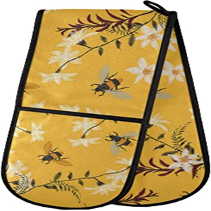 Meita Home Hot grab Double gant de cuisine fabricant plaid imprimé 2 pièces gant de four en silicone antidérapant coton résistant à la chaleur - Product Image 3