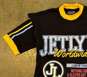 Ropa de abrigo Vintage de calidad personalizada para hombres, chándal a rayas de algodón 100% ecológico, conjunto de camisetas y pantalones de chándal para primavera 30MOQ - Product Image 4