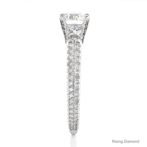 1.0 Ct Cut E-VS Lab Grown Diamond Three Stone Bague de fiançailles Or blanc CVD IGI Certifié Cadeau d'anniversaire - Product Image 4