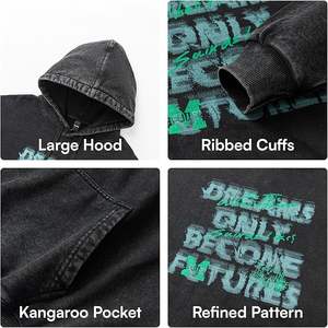 Sweat à capuche graphique oversize délavé unisexe, pull vintage épais pour homme et femme, style streetwear automne - Product Image 5