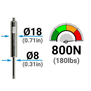 Resorte de Gas Inox de acero inoxidable de 209 mm para gabinetes de cocina domésticos, carrera de 80mm, certificado ISO - Product Image 2