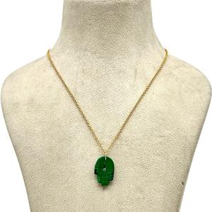 จี้มาลาไคต์แฮมซาแกะสลักด้วยมือขนาด20x12มม. พร้อมห่วงชุบทองตรงกลางทรงลูกบาศก์เซอร์โคเนียเครื่องรางป้องกันสำหรับทำเครื่องประดับ - Product Image 5