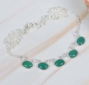 Collar con colgante de piedras preciosas de corte cabujón de ónix verde Natural de Plata de Ley 925 de alta calidad al por mayor de uso diario de moda - Product Image 2