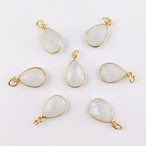 Pendentif améthyste en forme de poire en argent sterling 925 fait à la main avec lunette en diamant plaqué or et rhodium 15x10mm cadeau d'Inde - Product Image 5