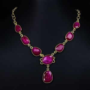 Collar de piedras preciosas de rubí de Plata de Ley 925, joyería hecha a mano, collar de estilo bohemio de plata, joyería para mujer, regalo de boda para esposa - Product Image 3