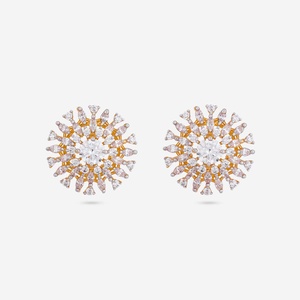 Boucles d'oreilles clous en zircon et perles, design flocon de neige géométrique religieux vintage, tendance, en laiton et alliage de zinc plaqué rhodium 187809, pour soirée - Product Image 1