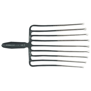 Horquilla para piedras Krumpholz de 9 dientes, 330 mm de longitud, con muelle, de acero lacado en rojo y plateado, herramienta manual de jardín sin mango - Product Image 1