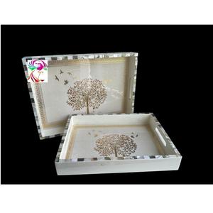 Plateau de service décoratif élégant en nacre de qualité export pour la cuisine, le salon, le service de café, les mariages et les événements - Product Image 1