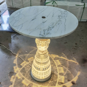 Mesa de comedor de mármol blanco de estatuas extensibles de piedra TMZ ODM/OEM losa grande pulida para solución de diseño gráfico de casa - Product Image 5