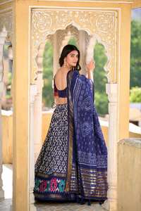 Adorn <b>yourself</b> in the artistry of Tussar silk and the mesmerizing allure of ikkat Patola prints with this season - Product Image 4