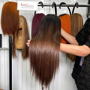 Perruques de cheveux humains sans colle, extensions de cheveux vietnamiens, perruques à pointe brune, cheveux humains - Product Image 1