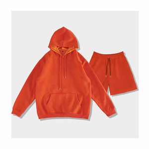 100% Cotton Terry Men's Gym Wear Custom Printed Autumn Casual Hoodie Short Set Breathable Plus Size OEM/ODM Service for Men - Product Image 6