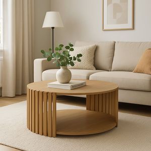 Mesa de Centro de Madera Antigua de Estilo Herencia con Patas de Madera Resistentes para un Mueble de Sala de Estar Estable - Product Image 3