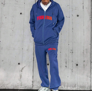 Survêtement de haute qualité à capuche, style streetwear, ourlet brut, sweat-shirt d'hiver, coton ample, imprimé personnalisé, polaire uni, survêtement pour homme - Product Image 2