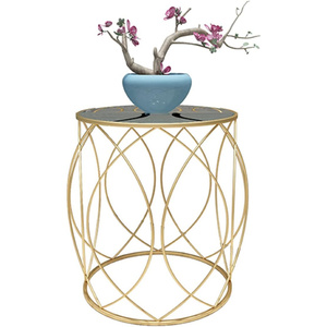 <b>Set</b> of 2 Gold Color Metal Frame & Black Marble Top Coffee <b>Side</b> <b>Table</b> Modern Design for Your Living Room or Lounge Space - Product Image 3