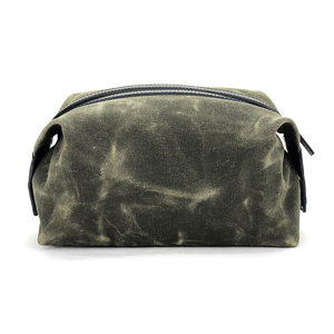 Venta al por mayor de cuero de moda lona encerada repelente al agua para neceser con cremallera para hombres regalos promocionales de viaje - Product Image 1