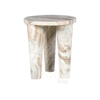 Table de chevet ronde en marbre naturel, moderne, sculpturale, faite à la main, avec base à trois pieds, meubles de luxe pour chambre à coucher, salle à manger, décoration intérieure