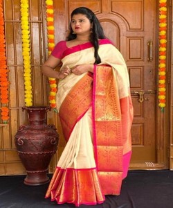 SAREE DE TRAVAIL EN JACQUARD DE SOIE LICHI MODERNE AVEC CHEMISIER NON COUDU VÊTEMENT ETHNIQUE SAISONNABLE PRIX DE GROS - Product Image 1