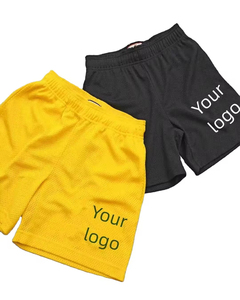 Pantalones cortos deportivos informales de verano para hombre, pantalones cortos de malla de secado rápido de 5 pulgadas de cintura media, pantalones cortos de playa de colores sólidos, tejido de encaje tejido - Product Image 1