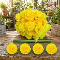 Bunga Marigold, Anyelir, dan Lilac Buatan Tangan Ukuran Besar 6cm 9cm Diameter, Rangkaian Bunga Sutra Imitasi untuk Dekorasi Rumah, Pesta, dan Liburan