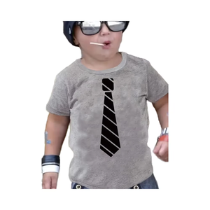 Enfants printemps/été/automne mode T-Shirt coupe régulière col rond manches courtes polyester tricot tissu dessin animé cravate imprimer tout-petits garçons - Product Image 1