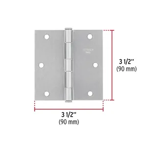 Cerniera di base quadrata per mobili 3-1/2 'testa piatta satinata in lega di zinco e acciaio con cerniera di testa regolabile in una scatola di 10 unità - Product Image 3