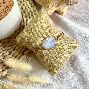 Pulsera de Plata de Ley 925 para mujeres y niñas, piedra lunar arcoíris hecha a mano y piedra preciosa labradorita, chapado en oro, regalos de joyería fina - Product Image 3