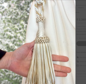 Luxury Big Mixed Golden Ivory Tie Back with Tassel. Elegant Drapery for Window Curtain Window Decor - Product Image 1