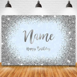 Custom Name Photo Gold Silver Glitter <strong>Backgrounds</strong> DIY Birthday Party Photobooth Backdrops Christmas Baby Shower Christmas - Product Image 1