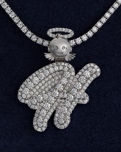 Pendentif personnalisé en argent sterling 925 avec initiale H, entièrement serti de diamants en moissanite, plaqué or rhodié, base en or, haute qualité, luxe - Product Image 3