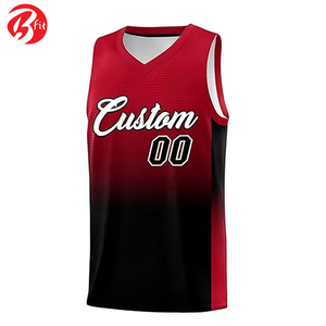 Ropa de entrenamiento de equipo sin mangas de Color negro y rojo, conjunto de uniforme deportivo de poliéster Bsci, uniforme de baloncesto de gran venta - Product Image 2