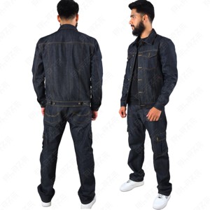 Ensemble Jean Vintage Personnalisé Homme, Veste en Jean Superposée et Jean Évasé à Coupe Ample, Pantalon en Jean Baggy de Haute Qualité - Product Image 1
