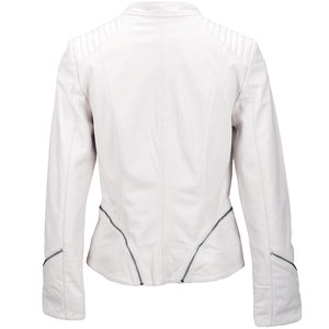 Veste en cuir automne-hiver personnalisée pour femmes avec col tournant solide manches complètes et doublure en satin respirant - Product Image 4