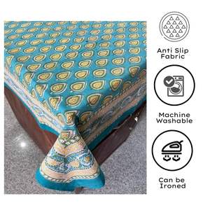 Jaipuri Nouvelle Arrivée Main Bloc Imprimé Coton Nappe Vert Jaune Floral Écologique Personnalisé pour La Maison ou Hôtel - Product Image 3