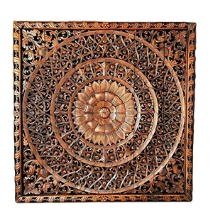 Panel de pared tallado de madera hecho a mano único para decoración del hogar, macramé de estilo nórdico y adornos colgantes de pared de Metal, arte de sala de estar - Product Image 1