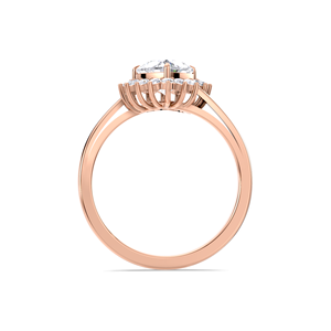 Élégante bague de fiançailles halo en diamant de laboratoire en forme de cœur de 1 carat, avec tige bypass, plaqué rhodium et accents pavé, en or 9K jaune, blanc ou rose - Product Image 4