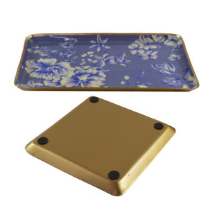 Luxury Gold Theme Metal Enamel Tray 2 Sizes <b>Kitchen</b> <b>Accessories</b> Serving Tray Wholesale Price Manufactured <b>Decorative</b> Purpose - Product Image 2