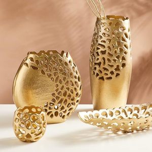 Wholesale Popular New Arrivals <b>Vase</b> Flower Modern Gold Round Metal <b>Vases</b> for Home Decor - Product Image 2