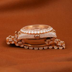 นาฬิกาเพชรโมอิสทำมือหมุนกระจกหมุนอัตโนมัติหน้าปัดกระจกหน้าต่างแบบแอนะล็อกสไตล์ฮิปฮอป - Product Image 5