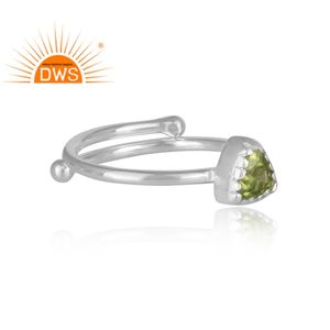 Fine Sterling Silver Natural Peridot Gemstone <b>Adjustable</b> <b>Ring</b> Jewelry For Women Gift For Her - Product Image 3