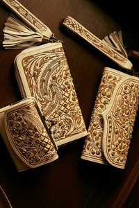 ชุดคลัทช์กระเป๋าสตางค์แบบพับสองพับทำจากหนังสำหรับสุภาพสตรีแฟชั่นวินเทจแบบตะวันตกผลิตในอินเดีย - Product Image 5