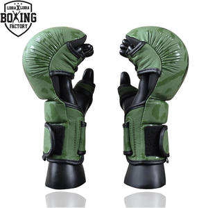 ถุงมือหนังวัว MMA 7ออนซ์ถุงมือฝึกเปิดฝ่ามือสำหรับศิลปะการต่อสู้และคิกบ็อกซิ่งสีเขียว - Product Image 4