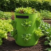 Sac de culture en feutre polyester avec poignées et poches latérales à niveaux pour légumes, serre, jardin, plantation extérieure, écologique