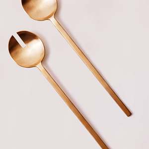 ชุดมีดสลัดทองเหลืองทองแดงด้ามยาวชุดเครื่องใช้บนโต๊ะอาหารเครื่องมือเสิร์ฟพร้อมไม้พายวัสดุโลหะ - Product Image 6