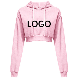 Personnalisé solide couleur manches longues crop top à capuche cultures courtes à capuche de femmes crop top pour les femmes et jeunes filles - Product Image 5