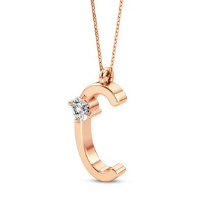 Colgante de Letra Mayúscula con Diamante Cultivado en Laboratorio VVS VS EF, Estilo Moderno y Minimalista, Plata de Ley 925 con Acabado en Oro, Inicial Personalizada Solitaria - Product Image 6