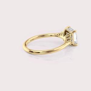 IGI Certified Princess Shape Lab Created Diamond Engagement <b>Ring</b> 9K White / Yellow & Rose Gold Side Stone Bridal <b>Ring</b> - Product Image 4